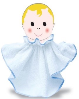 White Bib With Bias Cut Blue Trim